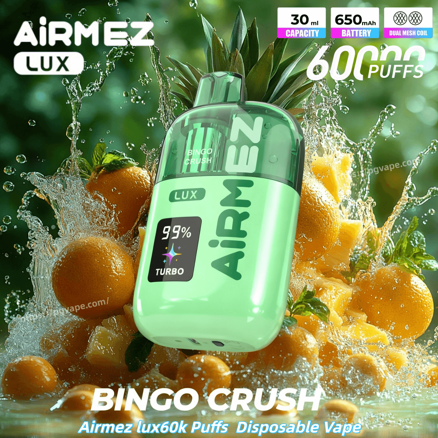 Airmez lux 60000 60k Puffs Disposable Vape 0% 2% 3% 5%Nicotine Adjustable Airflow 10Taste Smart Screen Vape Factory Wholesale - obrazek 3
