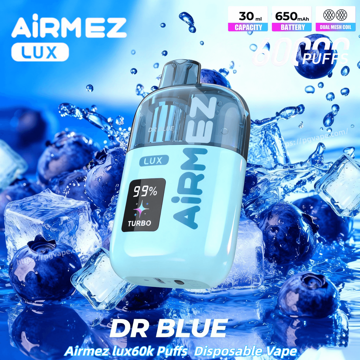 Airmez lux 60000 60k Puffs Disposable Vape 0% 2% 3% 5%Nicotine Adjustable Airflow 10Taste Smart Screen Vape Factory Wholesale - obrazek 5