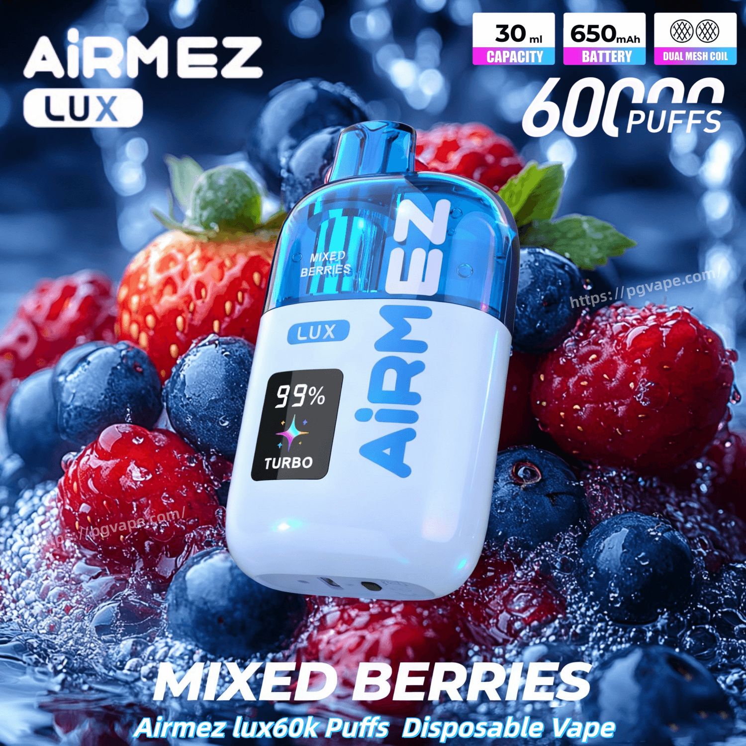 Airmez lux 60000 60k Puffs Disposable Vape 0% 2% 3% 5%Nicotine Adjustable Airflow 10Taste Smart Screen Vape Factory Wholesale - obrazek 7