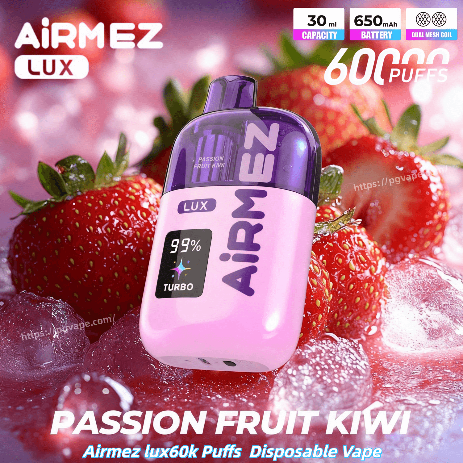 Airmez lux 60000 60k Puffs Disposable Vape 0% 2% 3% 5%Nicotine Adjustable Airflow 10Taste Smart Screen Vape Factory Wholesale - obrazek 8
