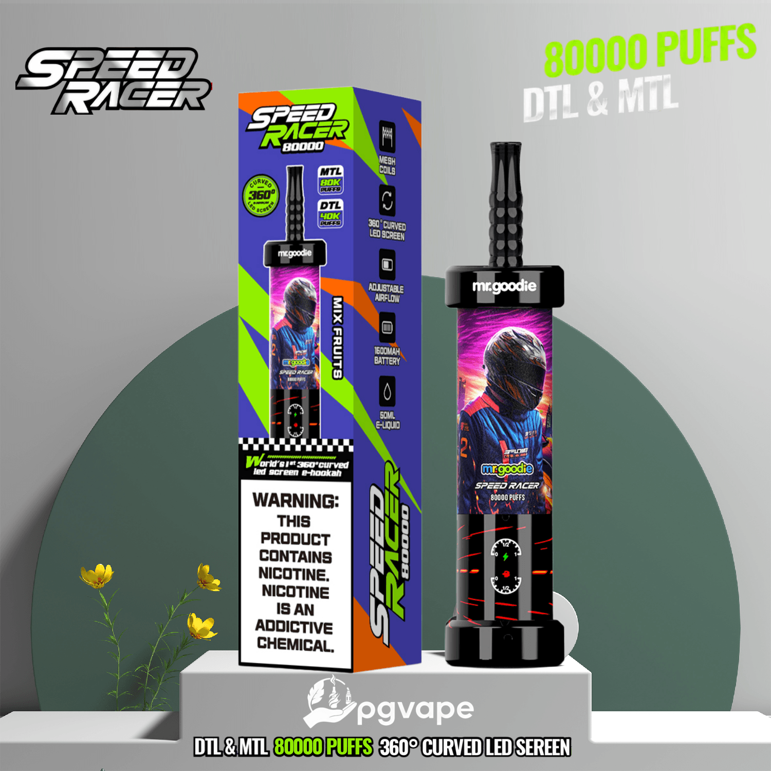 Mr. Goodie Speed Racer 80K Dual Mode Disposable Vape With 80000 Puffs And 360° LED Smart Display - Image 10
