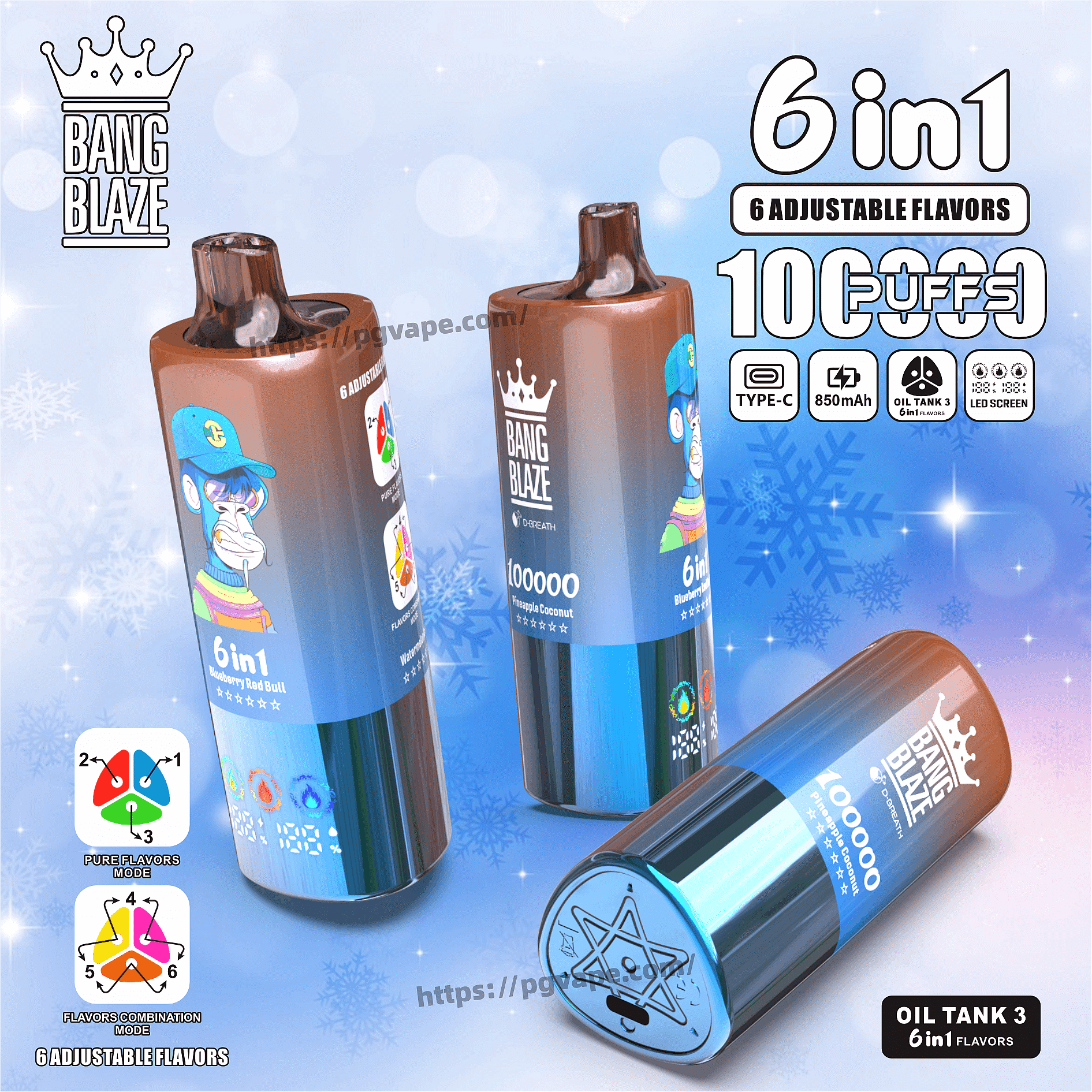 Bang Blaze 100000 100k Puffs 6 En 1 Sabores Vape Desechable 6 Sabores bang-blaze-100000-100k-puffs-6-en-1-sabores-vape-desechable-6-sabores