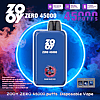 Centered is a blue ZOOY ZERO 45000 disposable vape labeled “Blue Razz Ice” with a berries graphic, set inside a neon blue halo against purple-pink smoke, with text callouts for 45,000 puffs, NIC&ICE control, dual mesh coil and a 1000 mAh battery.