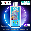 FIHP disposable vape with blue eagle artwork and Mixed Berries label; clear body, blue base, 3in1 flavors.