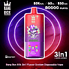 Bang Box 80K 3in1 disposable vape with skull graphic and Strawberry Vanilla Coke flavor, gradient red to purple.