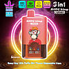 Pink Bang King 3in1 flavor disposable vape with a cartoon monkey on the label and neon glow rings behind it.