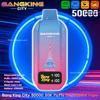 Bang King City disposable vape with pink to blue gradient, Tokyo Tower, 50K puffs, 45ml e-liquid, 650mAh, 1.0ohm mesh coil, Type-C.
