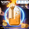 Gold and transparent disposable vape labeled VOPK BTC 35K, set against a space-themed background with a blue glow ring and Bitcoin coins.
