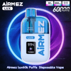 Airmez lux 60000 60k Puffs Jednorazowy Vape 0% 2% 3% 5%Nikotyna Regulowany przepływ powietrza 10Smak Inteligentny ekran Vape Fabryka hurtownia