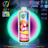Hög engångsvapeapparat med en färgglad tecknad apa på etiketten, Peach Ice-smak, UZY Shisha King, 120K puffar