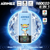 Blue Airmez 8-in-1 disposable vape featuring a cartoon fox with sunglasses on the label, set against a diamond ring background.