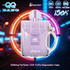 Vaporizador desechable estilo perfume QQBang de lavanda con tapa acolchada y pulsera de perlas, engastado con anillos de neón.