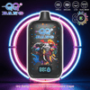 QQ Bang 80000 puffs disposable vape with colorful elephant artwork, LCD display, and neon ring background