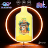 Yellow disposable vape bottle with monkey graphic, “BANG” and “SUMMER TIME,” surrounded by 360° light ring