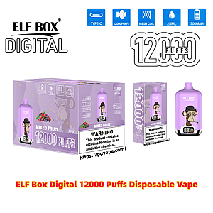 Purple ELF BOX Digital disposable vape and matching retail box labeled 