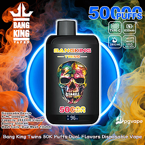 Bang King Twins 50000 | 50K Puffs Dual Flavors Disposable Vape | 2% 3% 5% Nicotine | 12Tastes | With Dual Mesh | Vape Factory Direct