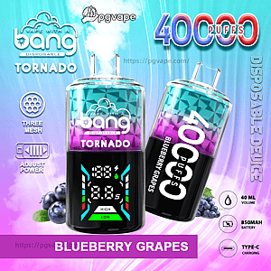 Two Bang Tornado disposable vape devices in teal-to-purple gradient labeled 