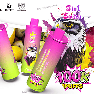 Three pink-to-green gradient disposable vape sticks branded