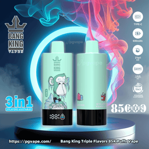 Bang King Triple 85000 | 85K Puffs 3 en 1 Saveurs Vape jetable | 0%, 2%, 3%, 5% Nicotine | 16 Goûts | Écran LED intelligent | Vape Factory Direct