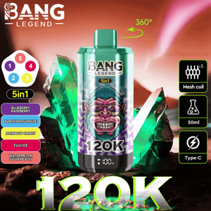 Green Bang Legend 5-in-1 vape device with prominent 
