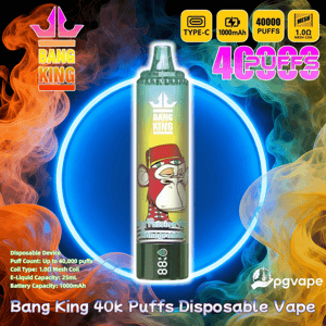 Bang King 40000 | Vape jetable 40 000 bouffées | Débit d'air réglable | 0% 2% 3% 5% Nicotine | 12 goûts | Avec affichage LED | Vape Factory Direct