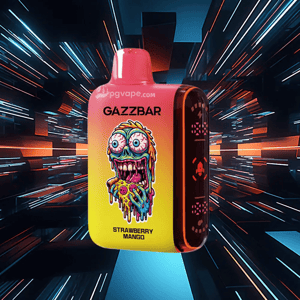 A pink-to-yellow gradient GAZZBAR disposable vape labeled 