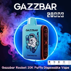 Bright aqua GAZZBAR disposable vape labeled 
