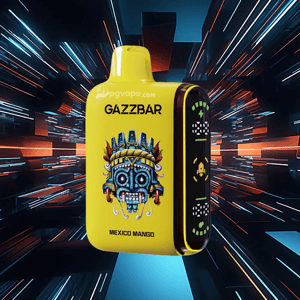 Yellow GAZZBAR disposable vape labeled 