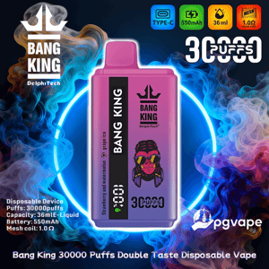 Pink-to-purple gradient Bang King disposable vape displayed front-and-center with branding and a prominent 