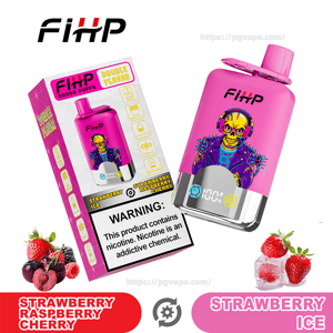 Pink FIHP disposable vape and matching packaging showing a colorful punk character graphic, 