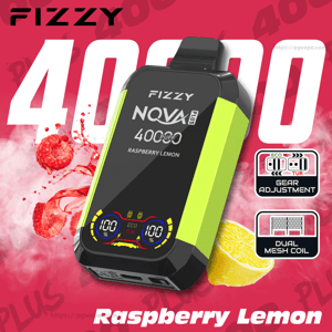 Bright green-and-black Fizzy Nova Plus vape device labeled 