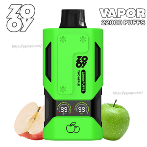 Dispositif de vape jetable ZOOY vert vif étiqueté 