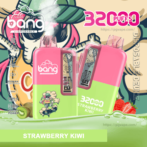 Two pink-and-lime disposable vape devices with clear mouthpieces and digital displays, branded 