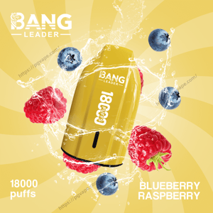 明るい黄色の Bang Leader 使い捨て電子タバコのラベルが付いています 