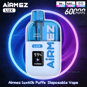 Airmez lux 60000 60k Puffs Disponibel Vape 0% 2% 3% 5%Nikotin Justerbart luftflöde 10Taste Smart Screen Vape Fabriksgrossist