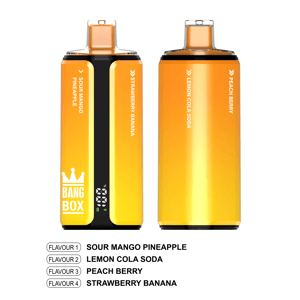 Two orange Bang Box flavor devices with gradient panels.
