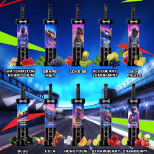 Speed Racer vaping e-cigarette flavors lineup with warning nicotine label, including Watermelon, Grape, Blueberry, and more