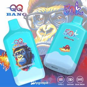 Two blue energy drink battery devices featuring a gorilla face, “50K,” “smr/b,” and “Energy Drink” branding