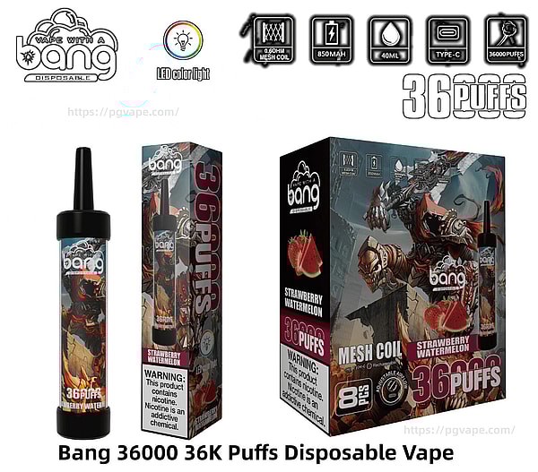Bang 36000 パフ 使い捨て Vape LED カラーライト | Vape Factory Direct - 画像 (11)
