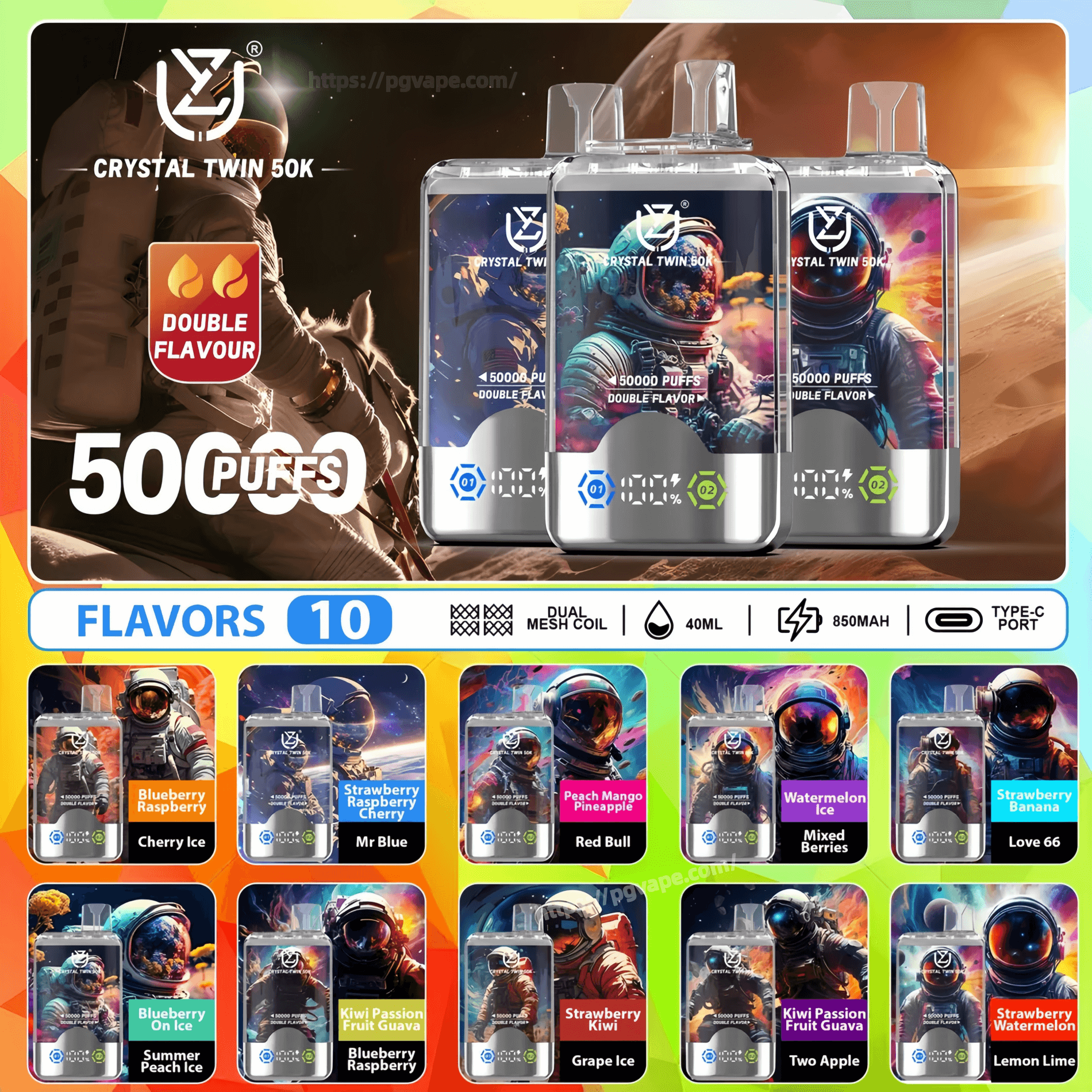 UZY Crystal Twin 50000 50K Puffs Double Flavour Einweg-Vape Smart LED Display Vape Factory Direct – Bild 9