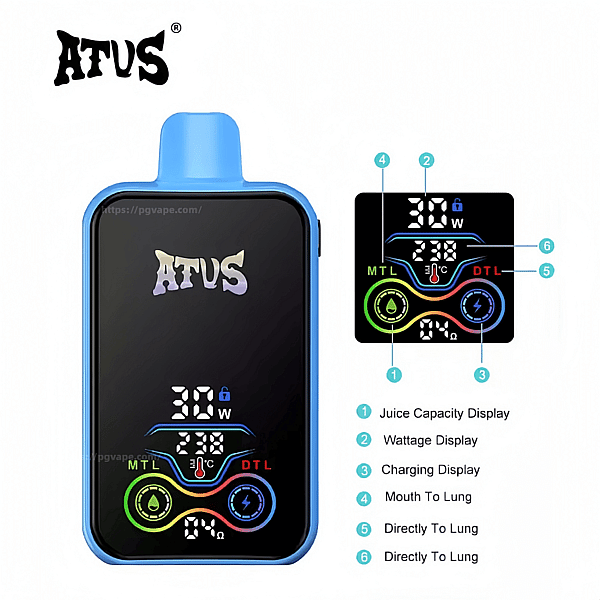 ATVS 25000 25K Puffs Disposable Vape DTL/MTL Smart Full Screen Vape Factory Direct - Image 9