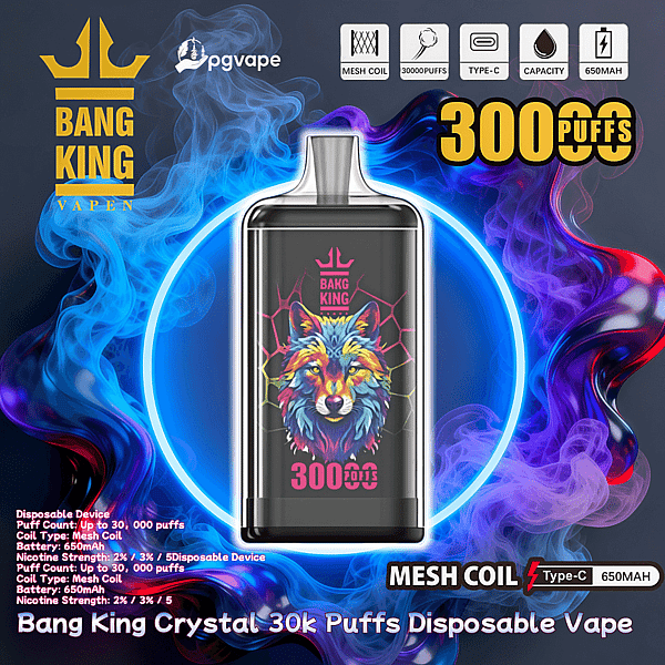 Bang King Crystal 30000 30k soffi monouso Vape Clean Premium ed elegante Vape Factory Direct