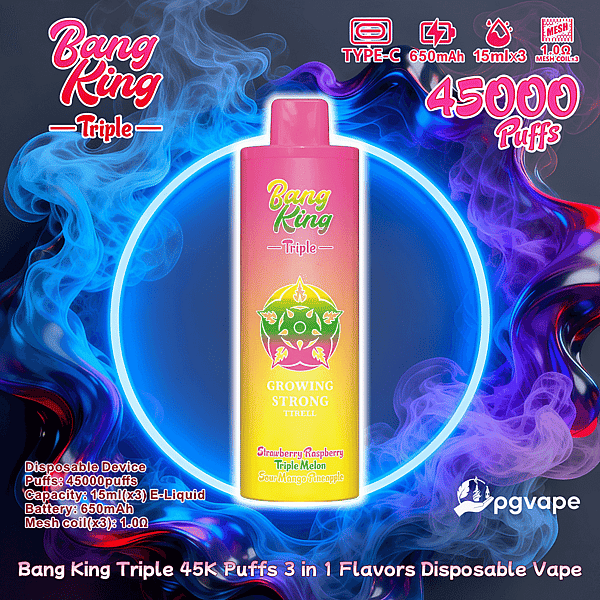 Bang King Triple 45000 45K Puffs 3 in 1 Flavors Disposable Vape Rechargeable Vape Factory Direct