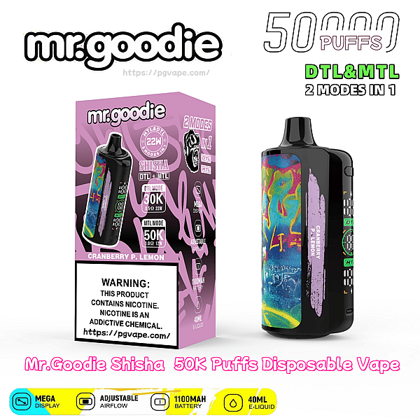 Mr.Goodie Shisha 50000 50K Puffs Disposable Vape DTL & MTL Vape Factory Direct - Image 12