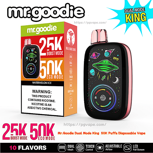 Mr.Goodie Dual Mode King 50000 50K Puffs Disponibel Vape Justerbart luftflöde Helskärm LED Display Vape Factory Direct - Bild 14