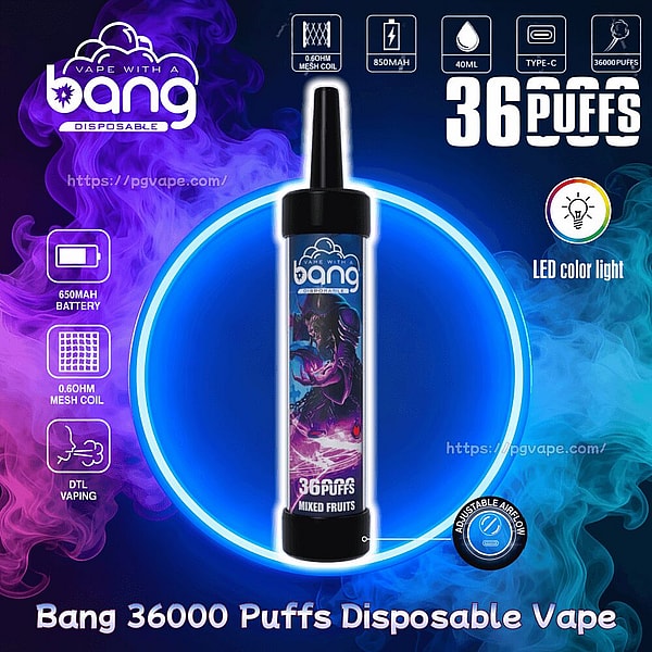 Bang 36000 パフ 使い捨て VAPE LED カラーライト | VAPE 工場直販