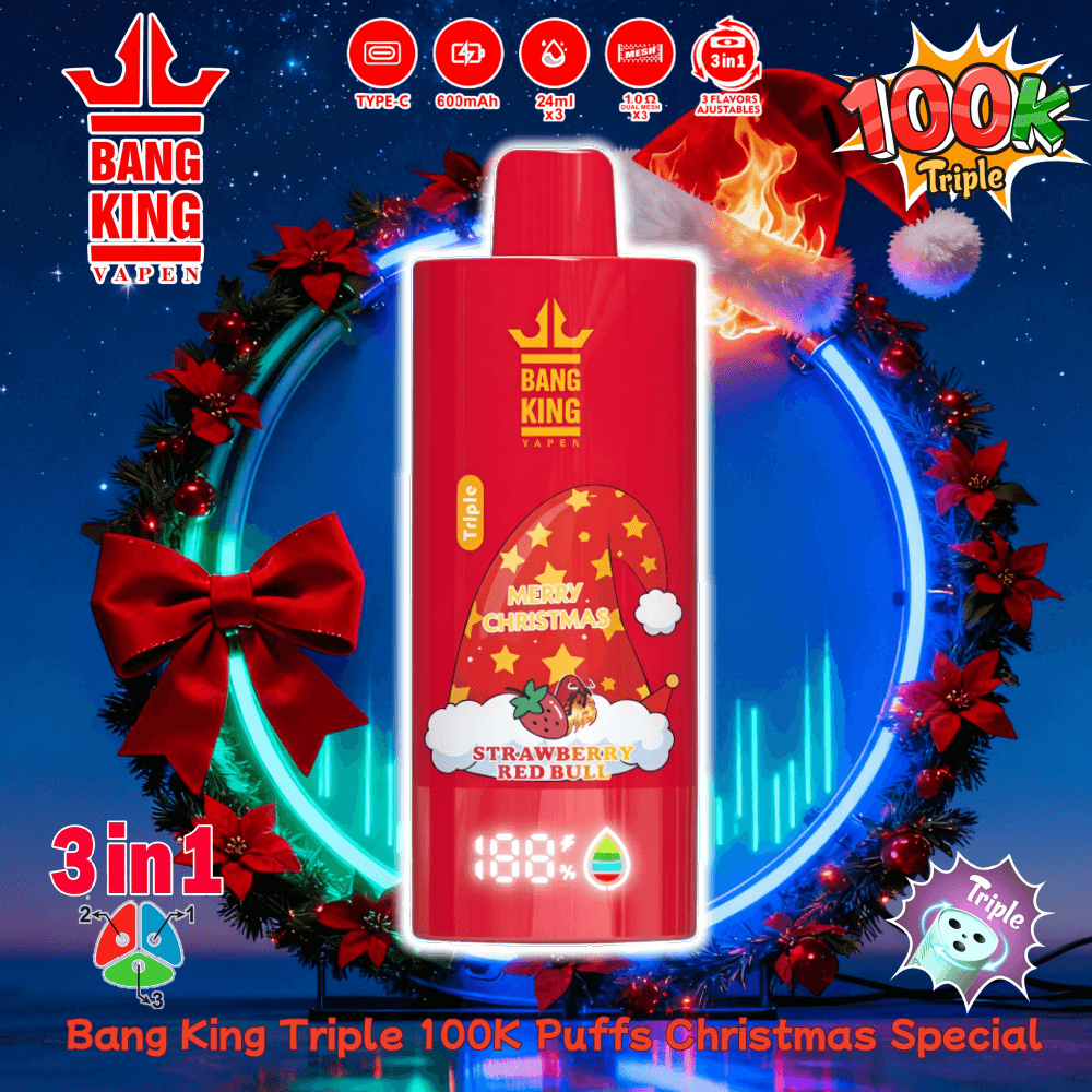 Bang King Triple 100000 100K Puffs Einweg-Vape-Weihnachtsangebot –  3-in-1-Geschmacksrichtungen, limitierte Weihnachtsgeschenkbox – PGVAPE